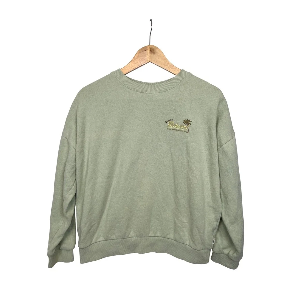 Rip Curl Hawaii Graphic‎ Sweatshirt XS Sage Green Beach-core Surf Vibe Boho